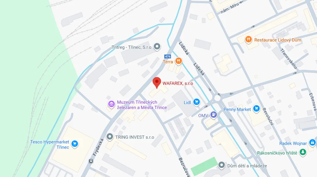 Mapa prodejny WAFAREX Třinec